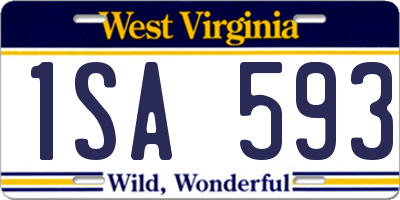 WV license plate 1SA593