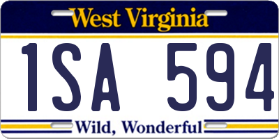 WV license plate 1SA594