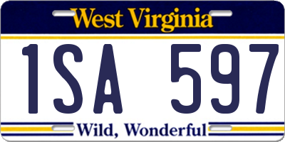 WV license plate 1SA597