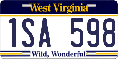 WV license plate 1SA598