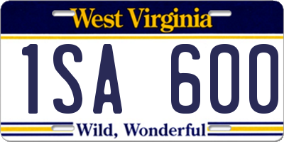 WV license plate 1SA600