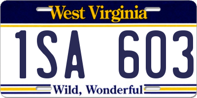 WV license plate 1SA603