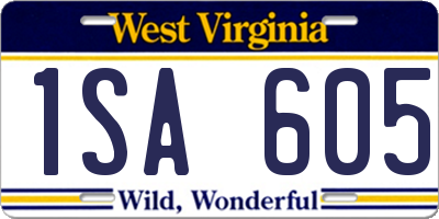 WV license plate 1SA605