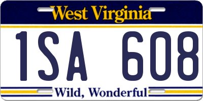 WV license plate 1SA608