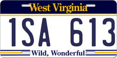 WV license plate 1SA613