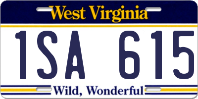 WV license plate 1SA615