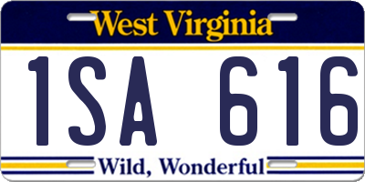 WV license plate 1SA616