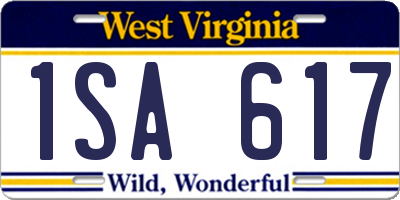 WV license plate 1SA617