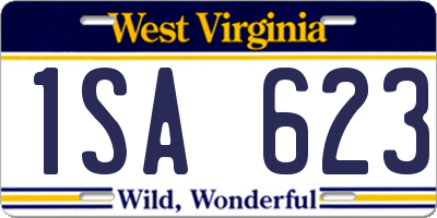 WV license plate 1SA623