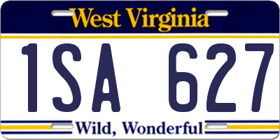 WV license plate 1SA627