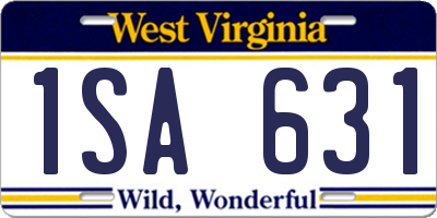 WV license plate 1SA631