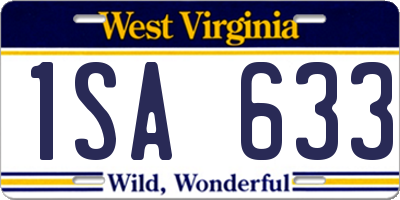 WV license plate 1SA633