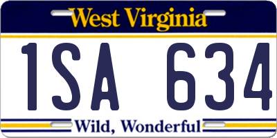 WV license plate 1SA634