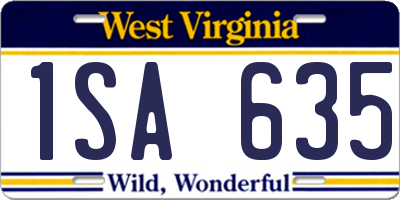 WV license plate 1SA635