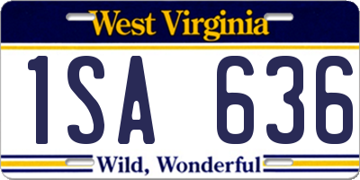 WV license plate 1SA636