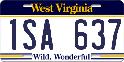 WV license plate 1SA637