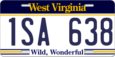 WV license plate 1SA638
