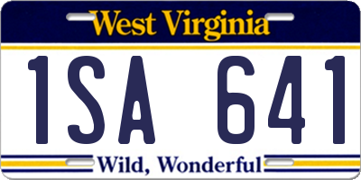 WV license plate 1SA641