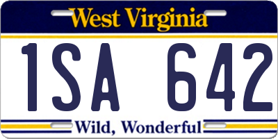 WV license plate 1SA642