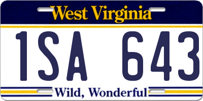 WV license plate 1SA643