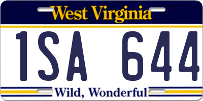 WV license plate 1SA644