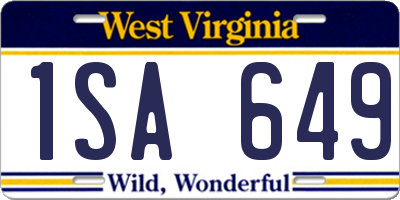 WV license plate 1SA649