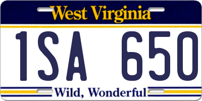 WV license plate 1SA650