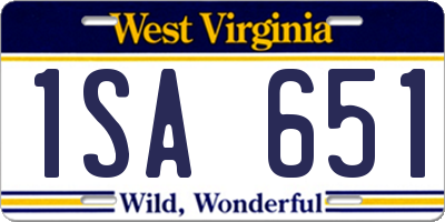 WV license plate 1SA651