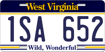 WV license plate 1SA652