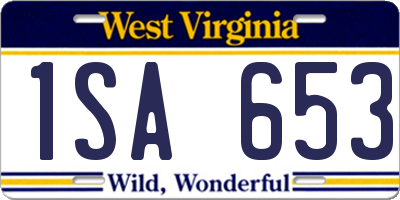 WV license plate 1SA653