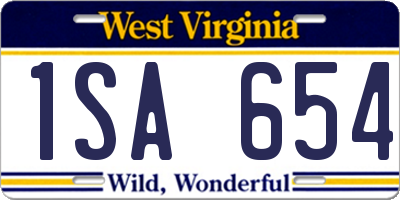 WV license plate 1SA654