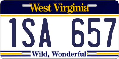 WV license plate 1SA657