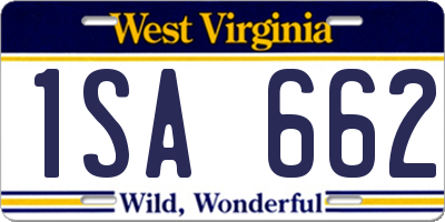WV license plate 1SA662