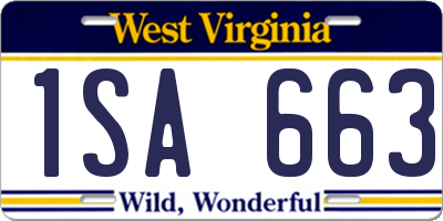 WV license plate 1SA663