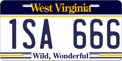 WV license plate 1SA666