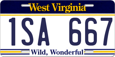 WV license plate 1SA667