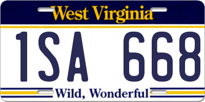 WV license plate 1SA668