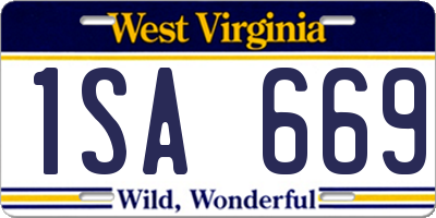 WV license plate 1SA669