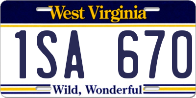 WV license plate 1SA670