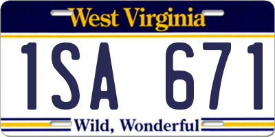 WV license plate 1SA671