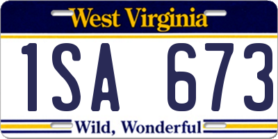 WV license plate 1SA673
