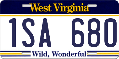 WV license plate 1SA680