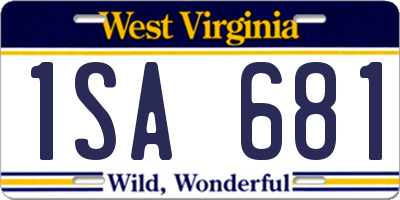 WV license plate 1SA681