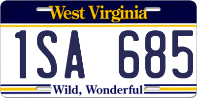 WV license plate 1SA685