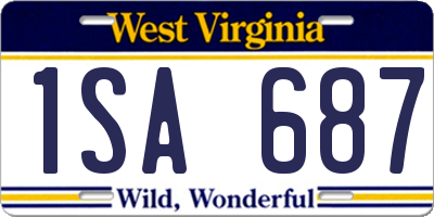 WV license plate 1SA687
