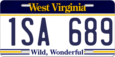 WV license plate 1SA689