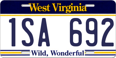 WV license plate 1SA692
