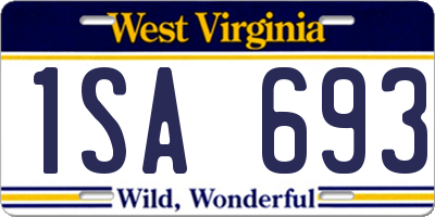WV license plate 1SA693