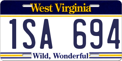 WV license plate 1SA694