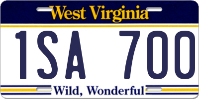 WV license plate 1SA700